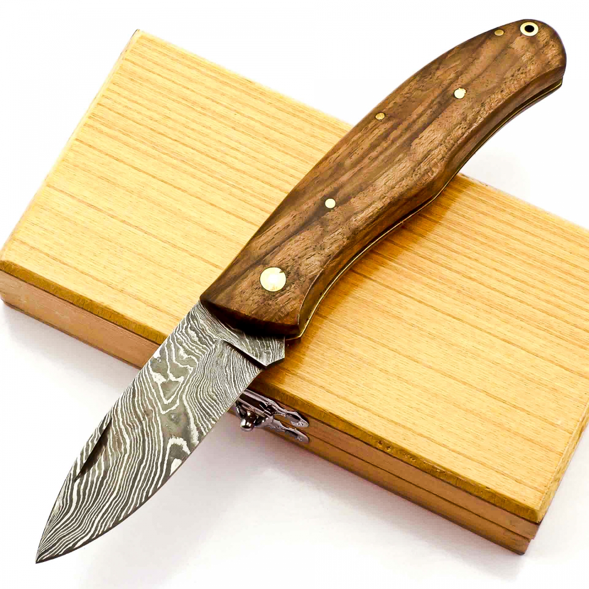 Damascus Bush Craft Folding Knife  